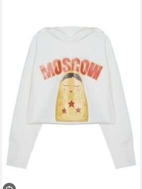 MO&Co. | oversized cropped hoodie matryoshka doll graphic SZ M